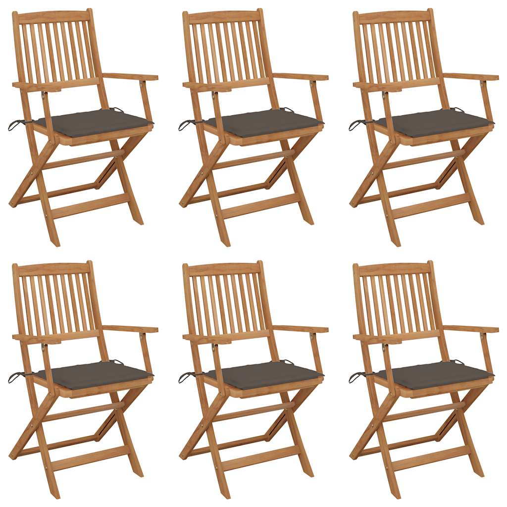 Tuinstoelen 6 st inklapbaar met kussens massief acaciahout is nu te koop bij PeponiXL, paradijselijk wonen!