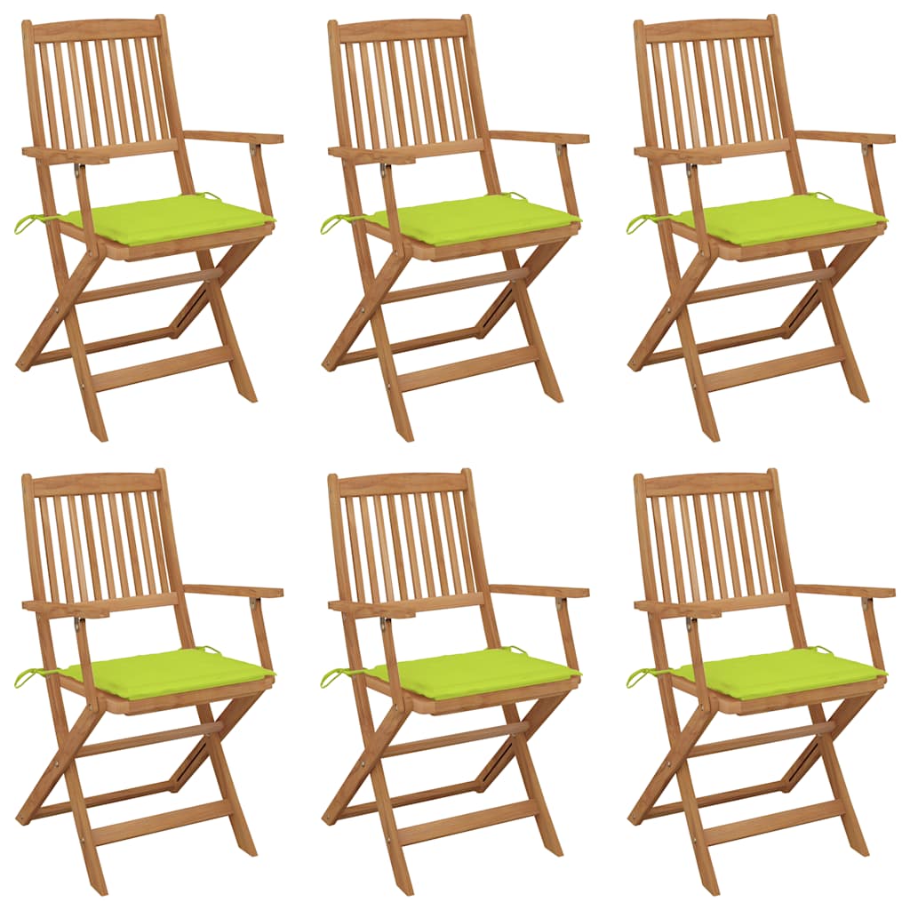 Tuinstoelen 6 st inklapbaar met kussens massief acaciahout is nu te koop bij PeponiXL, paradijselijk wonen!