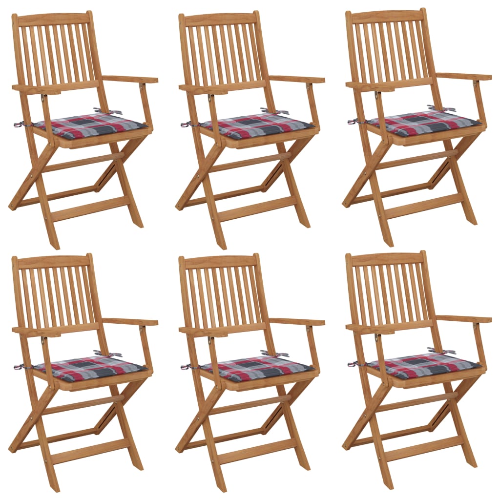 Tuinstoelen 6 st inklapbaar met kussens massief acaciahout is nu te koop bij PeponiXL, paradijselijk wonen!