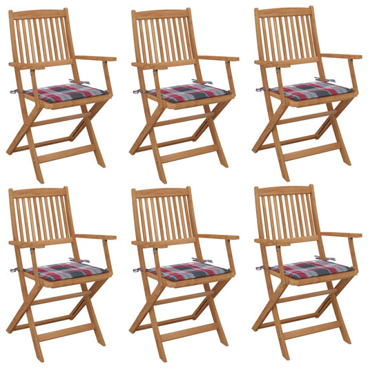 Tuinstoelen 6 st inklapbaar met kussens massief acaciahout is nu te koop bij PeponiXL, paradijselijk wonen!