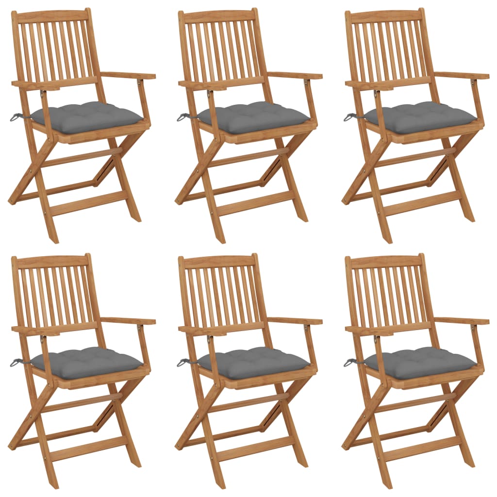Tuinstoelen 6 st inklapbaar met kussens massief acaciahout is nu te koop bij PeponiXL, paradijselijk wonen!