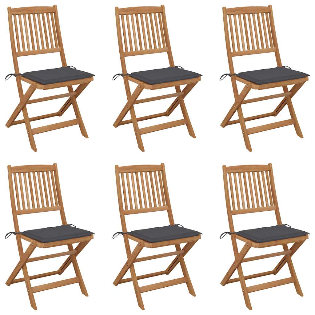 Tuinstoelen 6 st inklapbaar met kussens massief acaciahout is nu te koop bij PeponiXL, paradijselijk wonen!
