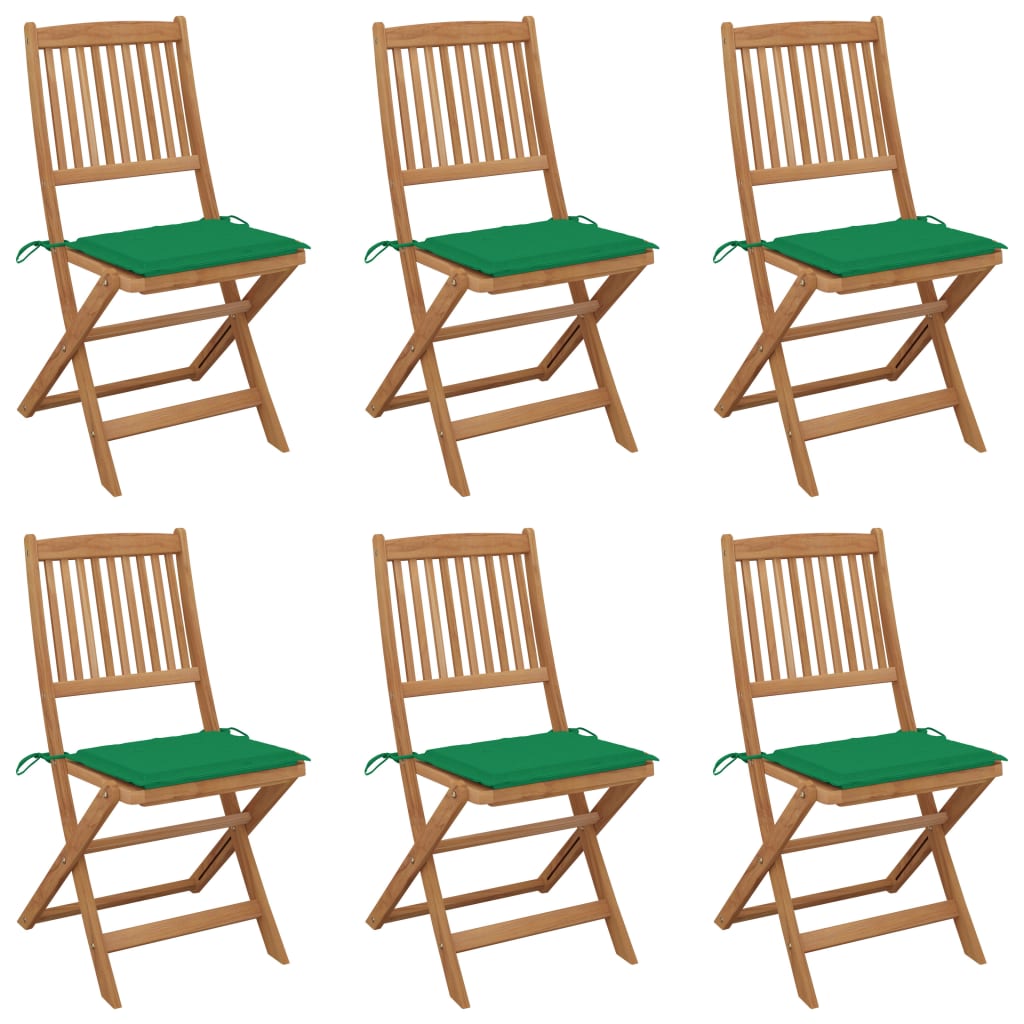 Tuinstoelen 6 st inklapbaar met kussens massief acaciahout is nu te koop bij PeponiXL, paradijselijk wonen!