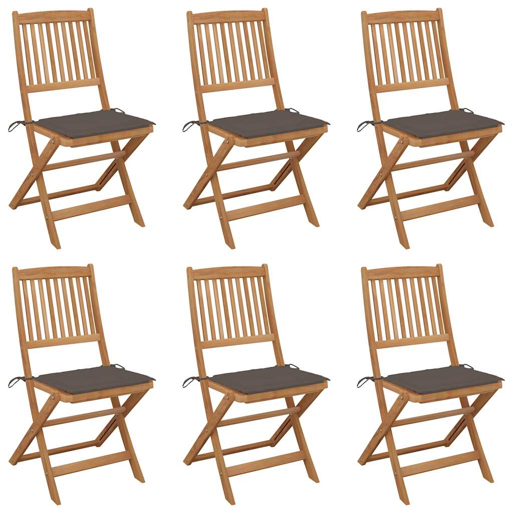 Tuinstoelen 6 st inklapbaar met kussens massief acaciahout is nu te koop bij PeponiXL, paradijselijk wonen!