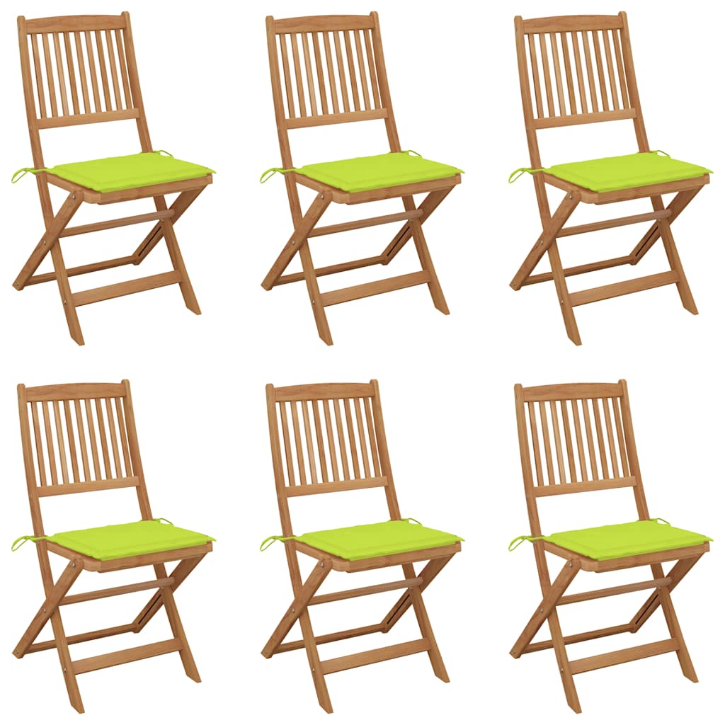 Tuinstoelen 6 st inklapbaar met kussens massief acaciahout is nu te koop bij PeponiXL, paradijselijk wonen!