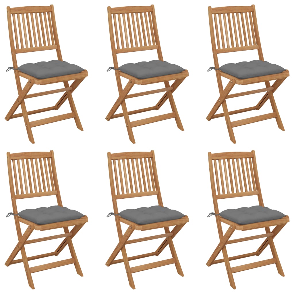 Tuinstoelen 6 st inklapbaar met kussens massief acaciahout is nu te koop bij PeponiXL, paradijselijk wonen!