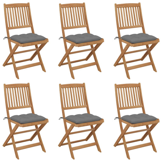 Tuinstoelen 6 st inklapbaar met kussens massief acaciahout is nu te koop bij PeponiXL, paradijselijk wonen!