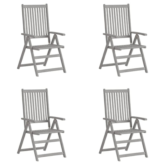 Tuinstoelen 4 st verstelbaar massief acaciahout grijs is nu te koop bij PeponiXL, paradijselijk wonen!