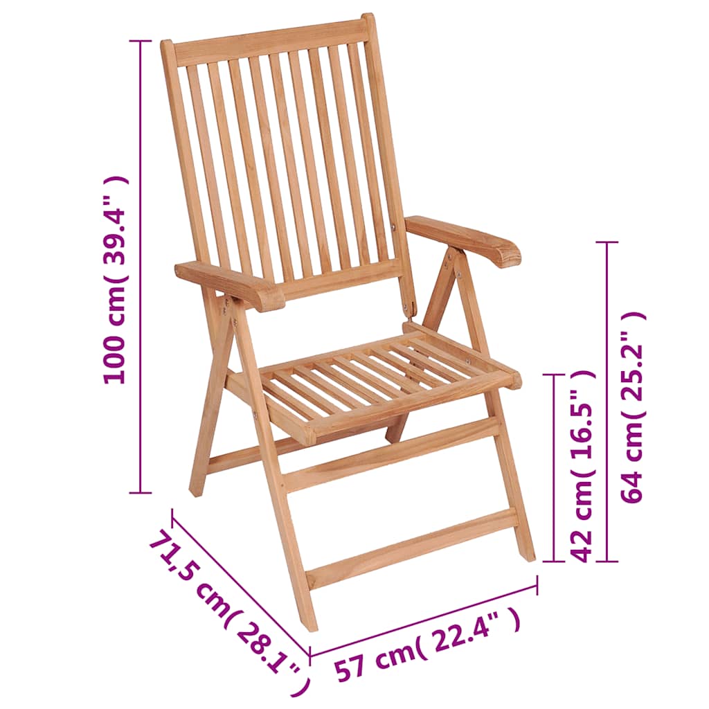 Tuinstoelen 6 st verstelbaar massief teakhout is nu te koop bij PeponiXL, paradijselijk wonen!