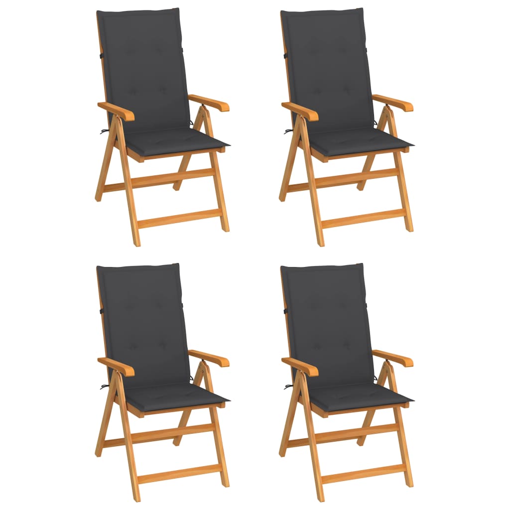 Tuinstoelen 4 st met antracietkleurige kussens massief teakhout is nu te koop bij PeponiXL, paradijselijk wonen!