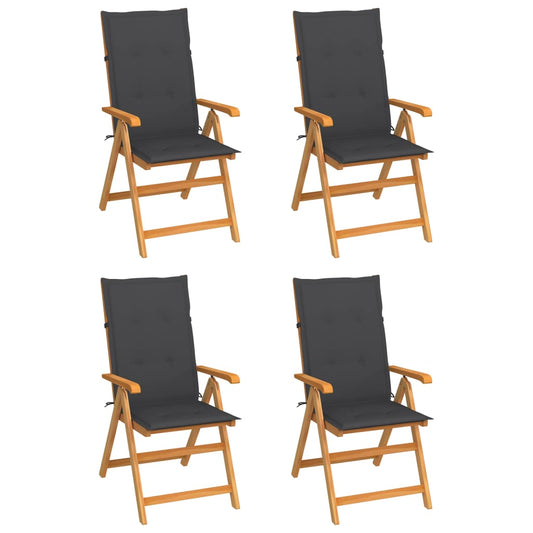 Tuinstoelen 4 st met antracietkleurige kussens massief teakhout is nu te koop bij PeponiXL, paradijselijk wonen!