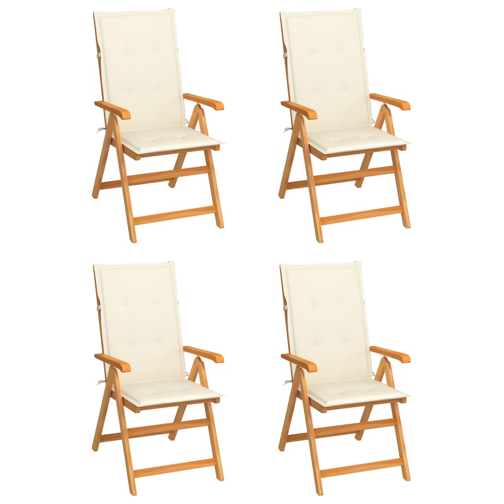 Tuinstoelen 4 st met crèmekleurige kussens massief teakhout is nu te koop bij PeponiXL, paradijselijk wonen!