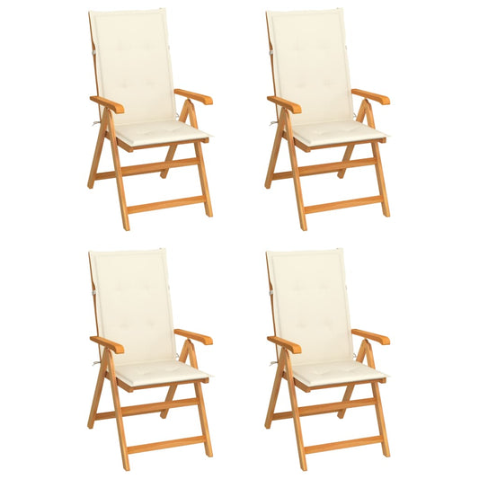 Tuinstoelen 4 st met crèmekleurige kussens massief teakhout is nu te koop bij PeponiXL, paradijselijk wonen!