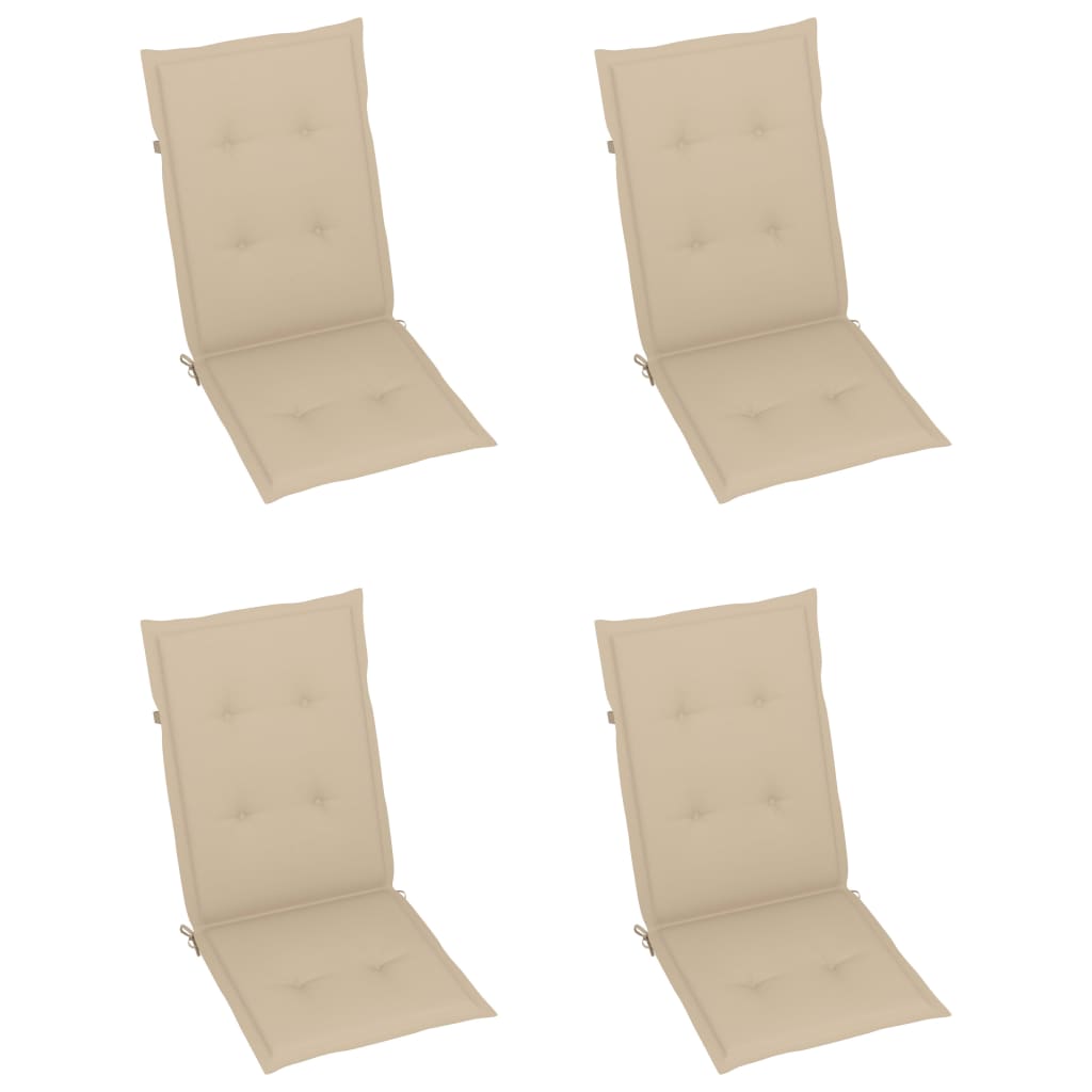 Tuinstoelen 4 st met beige kussens massief teakhout is nu te koop bij PeponiXL, paradijselijk wonen!