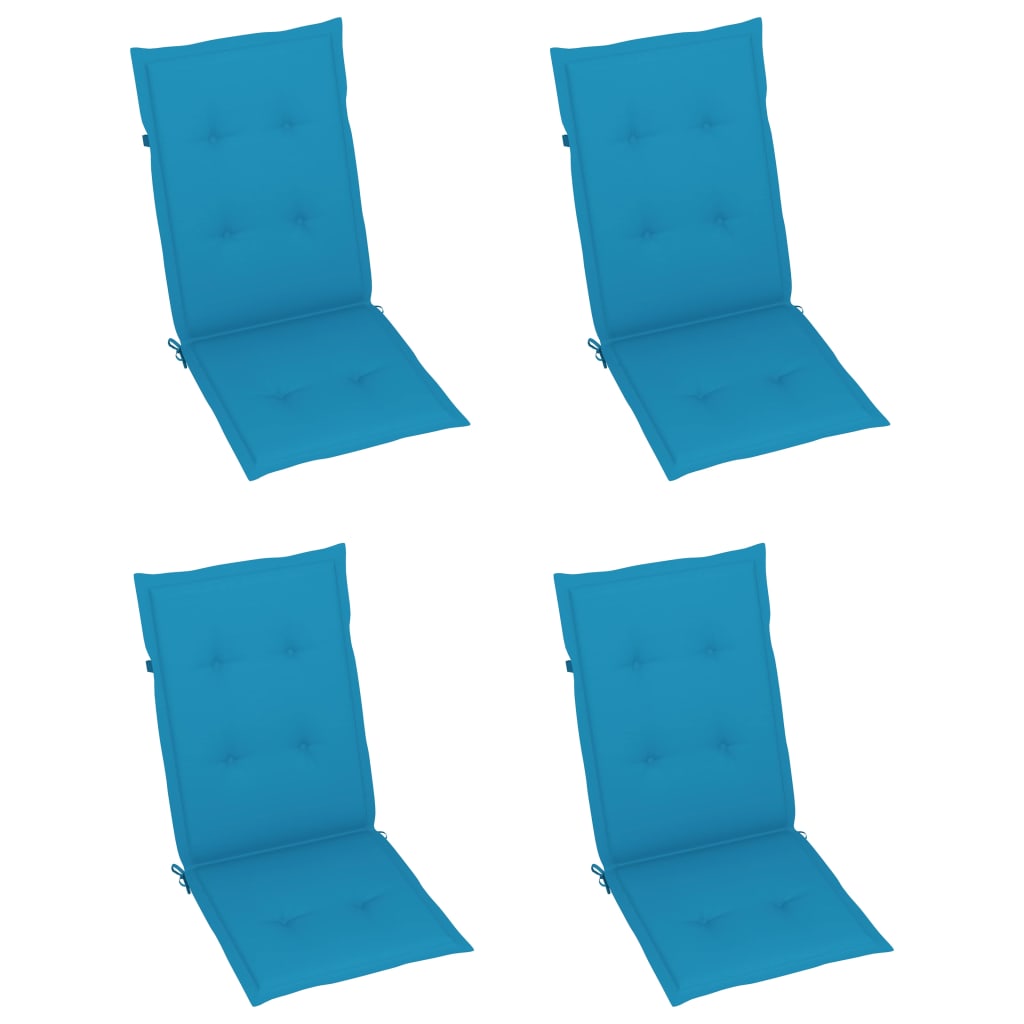 Tuinstoelen 4 st met blauwe kussens massief teakhout is nu te koop bij PeponiXL, paradijselijk wonen!