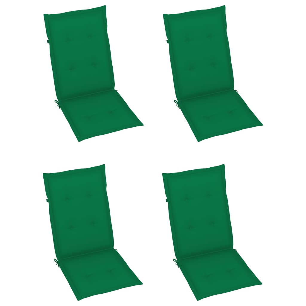 Tuinstoelen 4 st met groene kussens massief teakhout is nu te koop bij PeponiXL, paradijselijk wonen!