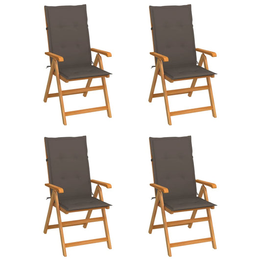 Tuinstoelen 4 st met taupe kussens massief teakhout is nu te koop bij PeponiXL, paradijselijk wonen!