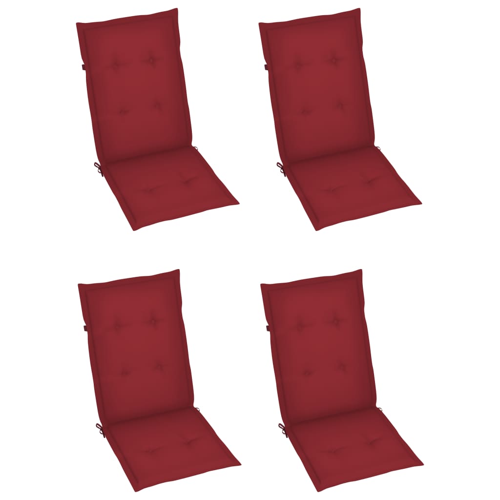 Tuinstoelen 4 st met wijnrode kussens massief teakhout is nu te koop bij PeponiXL, paradijselijk wonen!