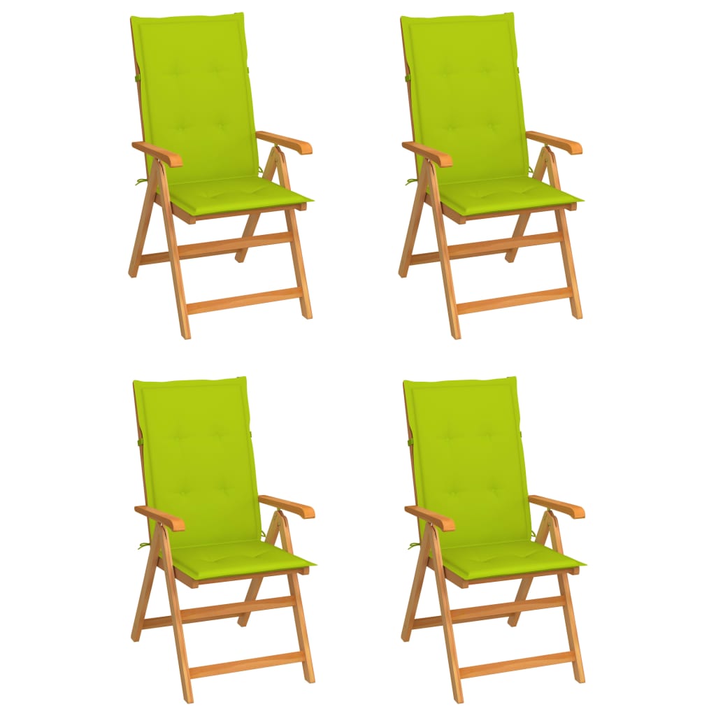 Tuinstoelen 4 st met heldergroene kussens massief teakhout is nu te koop bij PeponiXL, paradijselijk wonen!