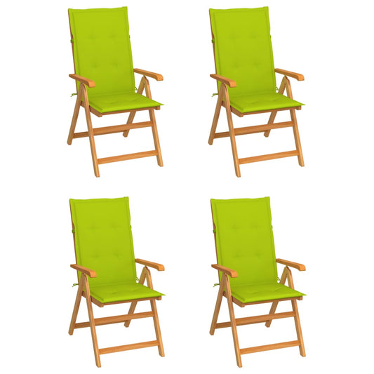 Tuinstoelen 4 st met heldergroene kussens massief teakhout is nu te koop bij PeponiXL, paradijselijk wonen!