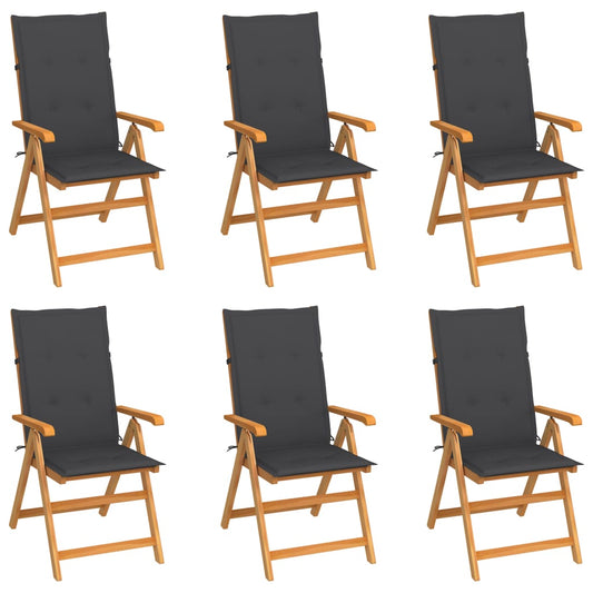 Tuinstoelen 6 st met antracietkleurige kussens massief teakhout is nu te koop bij PeponiXL, paradijselijk wonen!