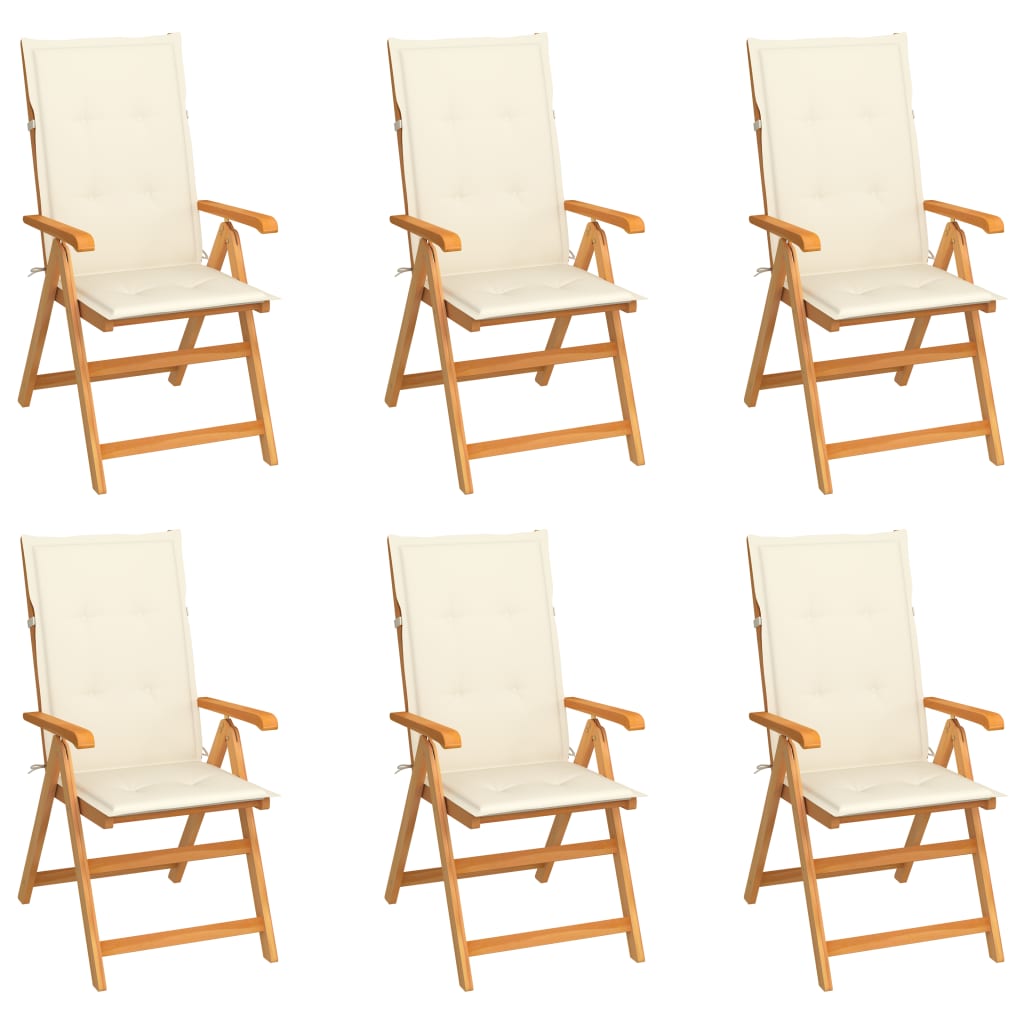 Tuinstoelen 6 st met crèmekleurige kussens massief teakhout is nu te koop bij PeponiXL, paradijselijk wonen!