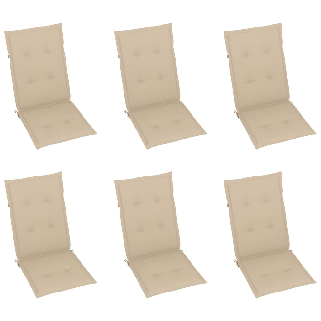 Tuinstoelen 6 st met beige kussens massief teakhout is nu te koop bij PeponiXL, paradijselijk wonen!