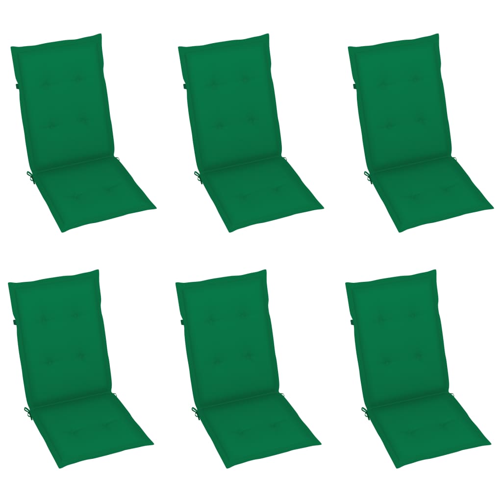 Tuinstoelen 6 st met groene kussens massief teakhout is nu te koop bij PeponiXL, paradijselijk wonen!