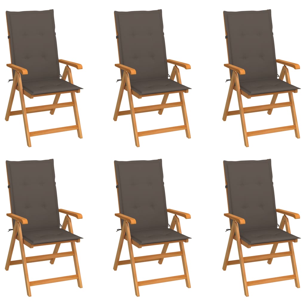 Tuinstoelen 6 st met taupe kussens massief teakhout is nu te koop bij PeponiXL, paradijselijk wonen!