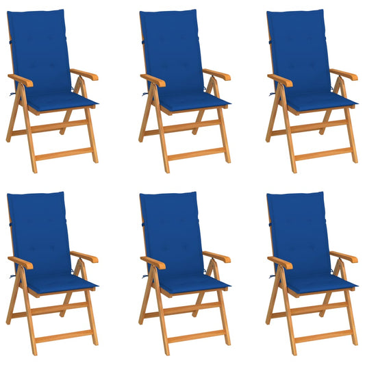 Tuinstoelen 6 st met koningsblauwe kussens massief teakhout is nu te koop bij PeponiXL, paradijselijk wonen!