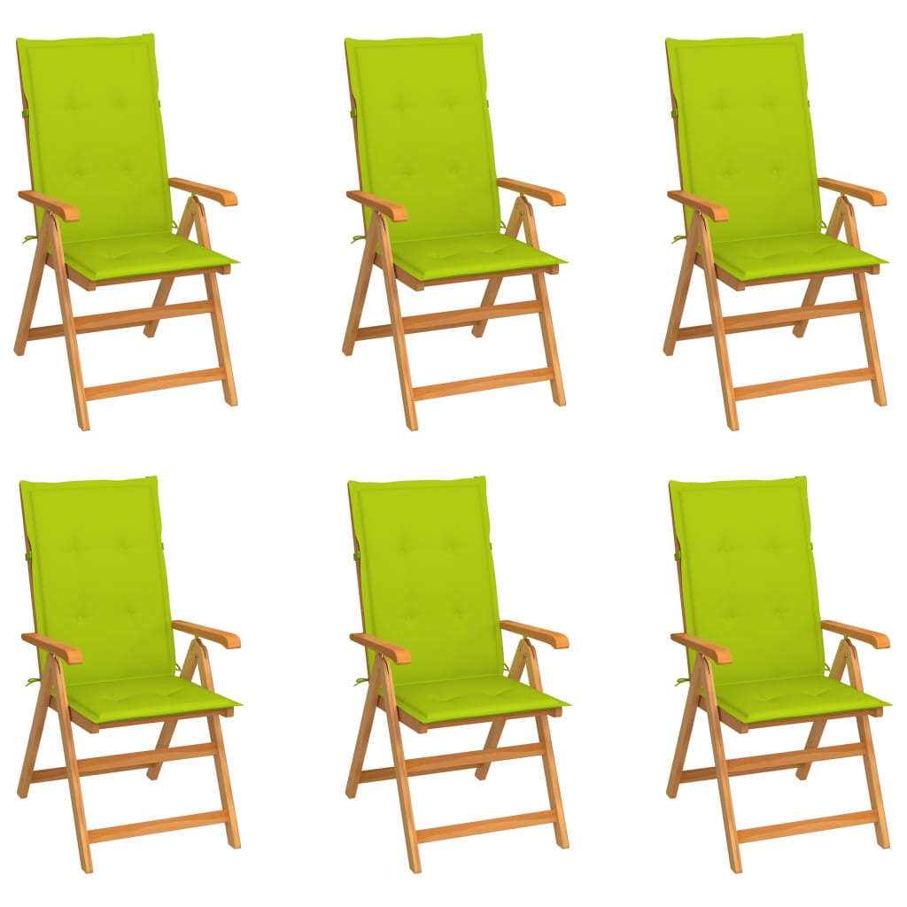Tuinstoelen 6 st met heldergroene kussens massief teakhout is nu te koop bij PeponiXL, paradijselijk wonen!