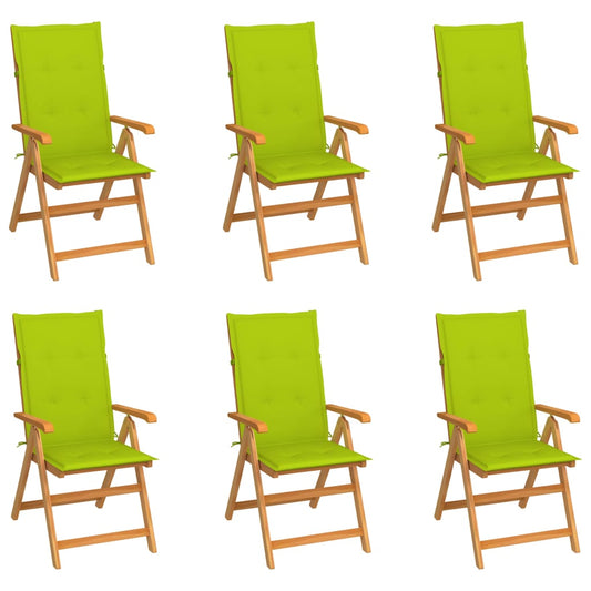 Tuinstoelen 6 st met heldergroene kussens massief teakhout is nu te koop bij PeponiXL, paradijselijk wonen!
