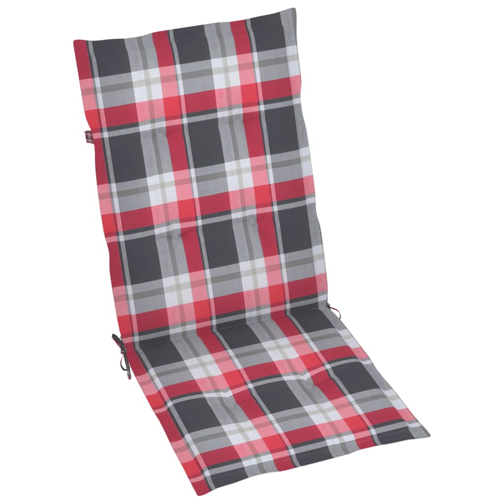 Tuinstoelen 6 st met rood geruite kussens massief teakhout is nu te koop bij PeponiXL, paradijselijk wonen!