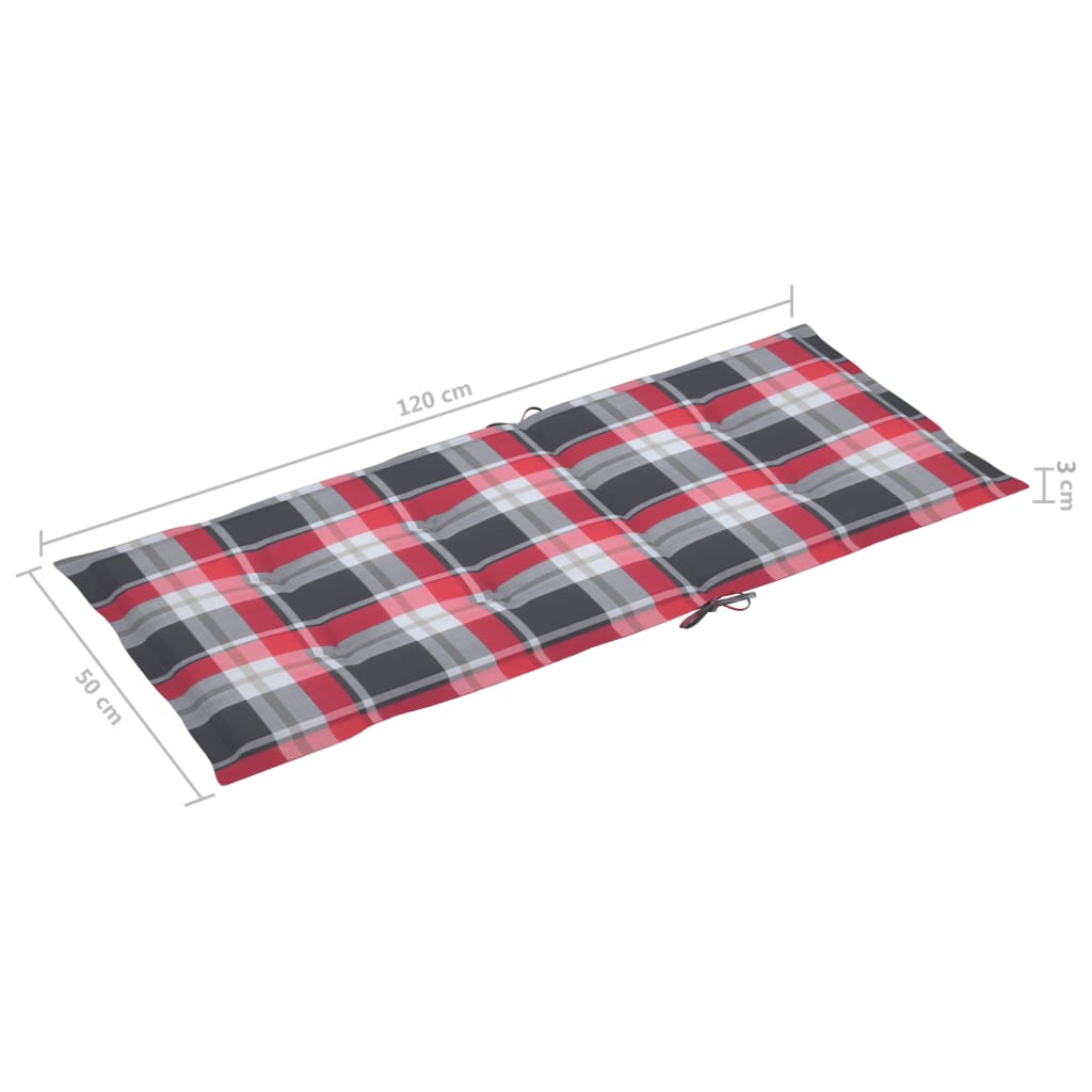 Tuinstoelen 6 st met rood geruite kussens massief teakhout is nu te koop bij PeponiXL, paradijselijk wonen!