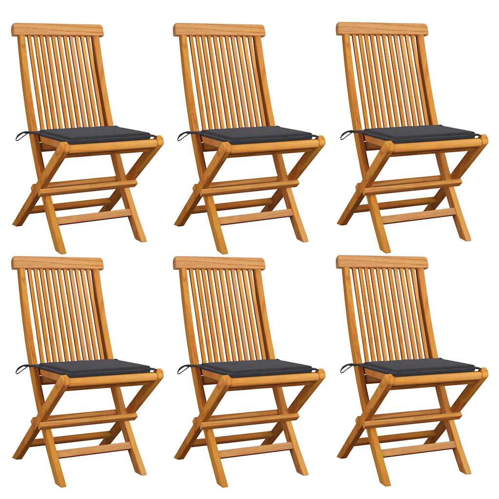 Tuinstoelen 6 st met antracietkleurige kussens massief teakhout is nu te koop bij PeponiXL, paradijselijk wonen!