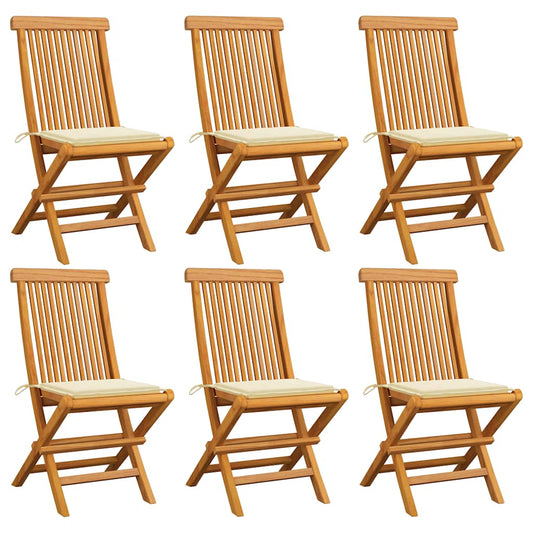 Tuinstoelen 6 st met crème kussens massief teakhout is nu te koop bij PeponiXL, paradijselijk wonen!