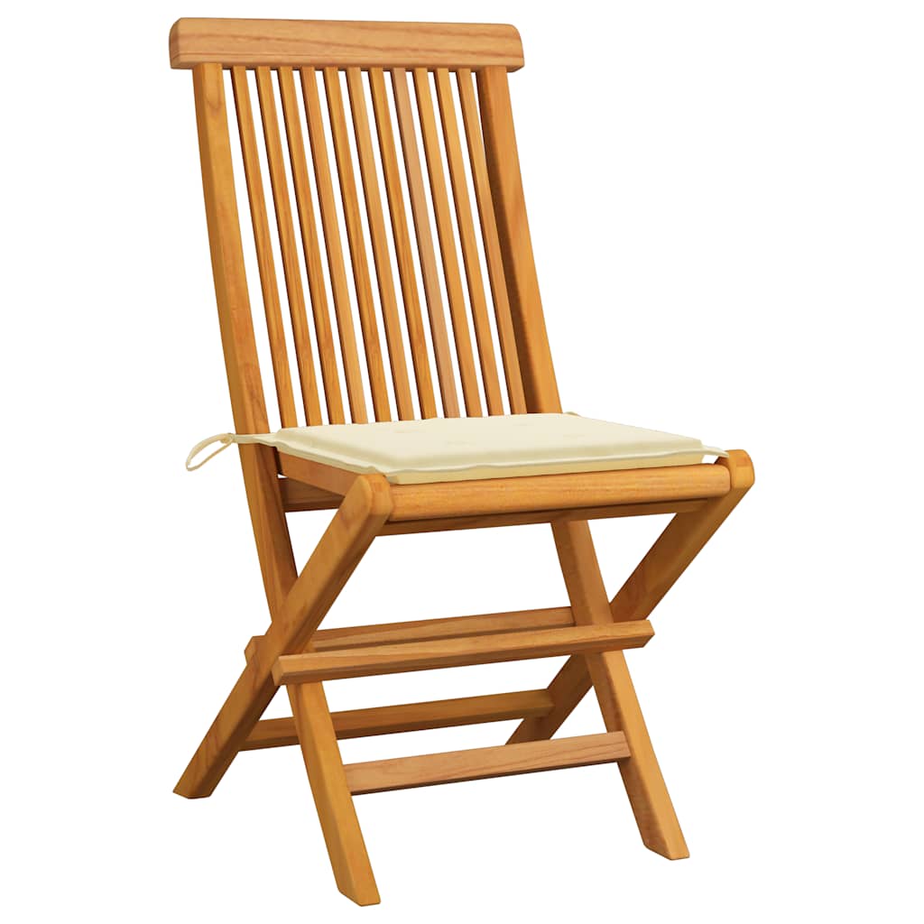 Tuinstoelen 6 st met crème kussens massief teakhout is nu te koop bij PeponiXL, paradijselijk wonen!