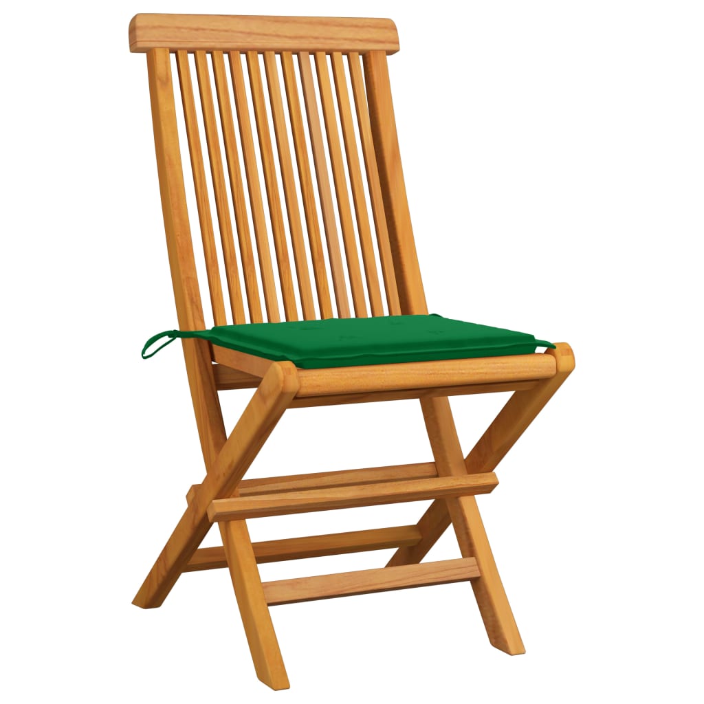 Tuinstoelen 6 st met groene kussens massief teakhout is nu te koop bij PeponiXL, paradijselijk wonen!