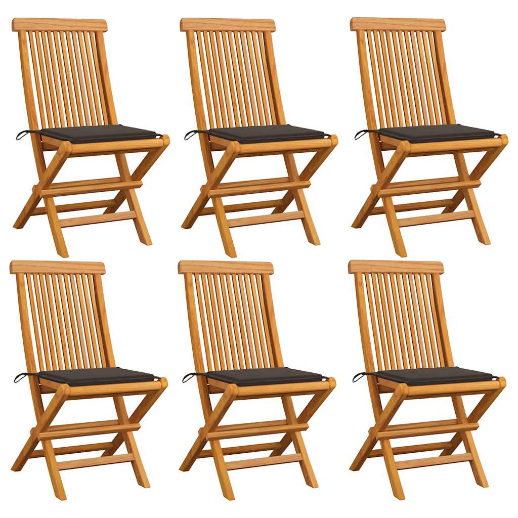 Tuinstoelen 6 st met taupe kussens massief teakhout is nu te koop bij PeponiXL, paradijselijk wonen!