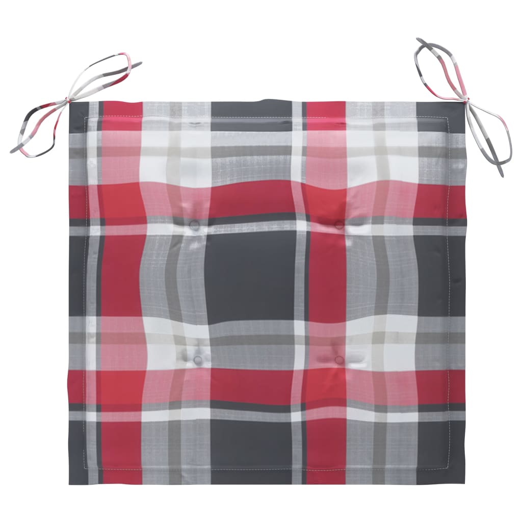 Tuinstoelen 6 st met rood geruite kussens massief teakhout is nu te koop bij PeponiXL, paradijselijk wonen!