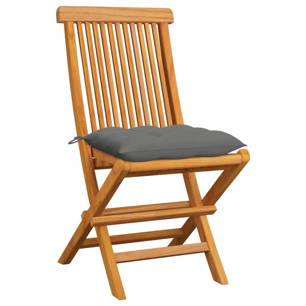 Tuinstoelen 6 st met grijze kussens massief teakhout is nu te koop bij PeponiXL, paradijselijk wonen!