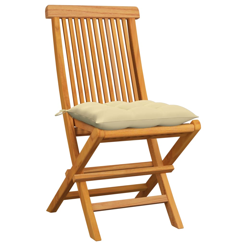 Tuinstoelen 6 st met crèmewitte kussens massief teakhout is nu te koop bij PeponiXL, paradijselijk wonen!