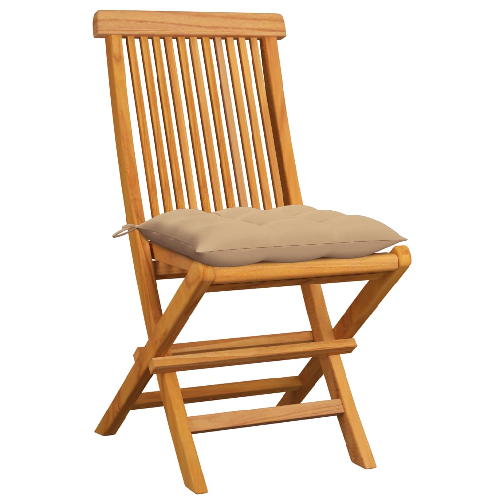 Tuinstoelen 6 st met beige kussens massief teakhout is nu te koop bij PeponiXL, paradijselijk wonen!