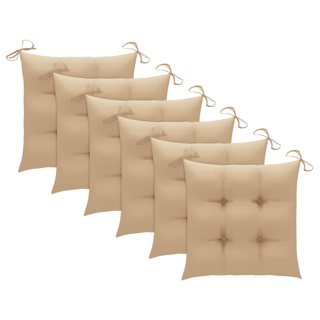 Tuinstoelen 6 st met beige kussens massief teakhout is nu te koop bij PeponiXL, paradijselijk wonen!