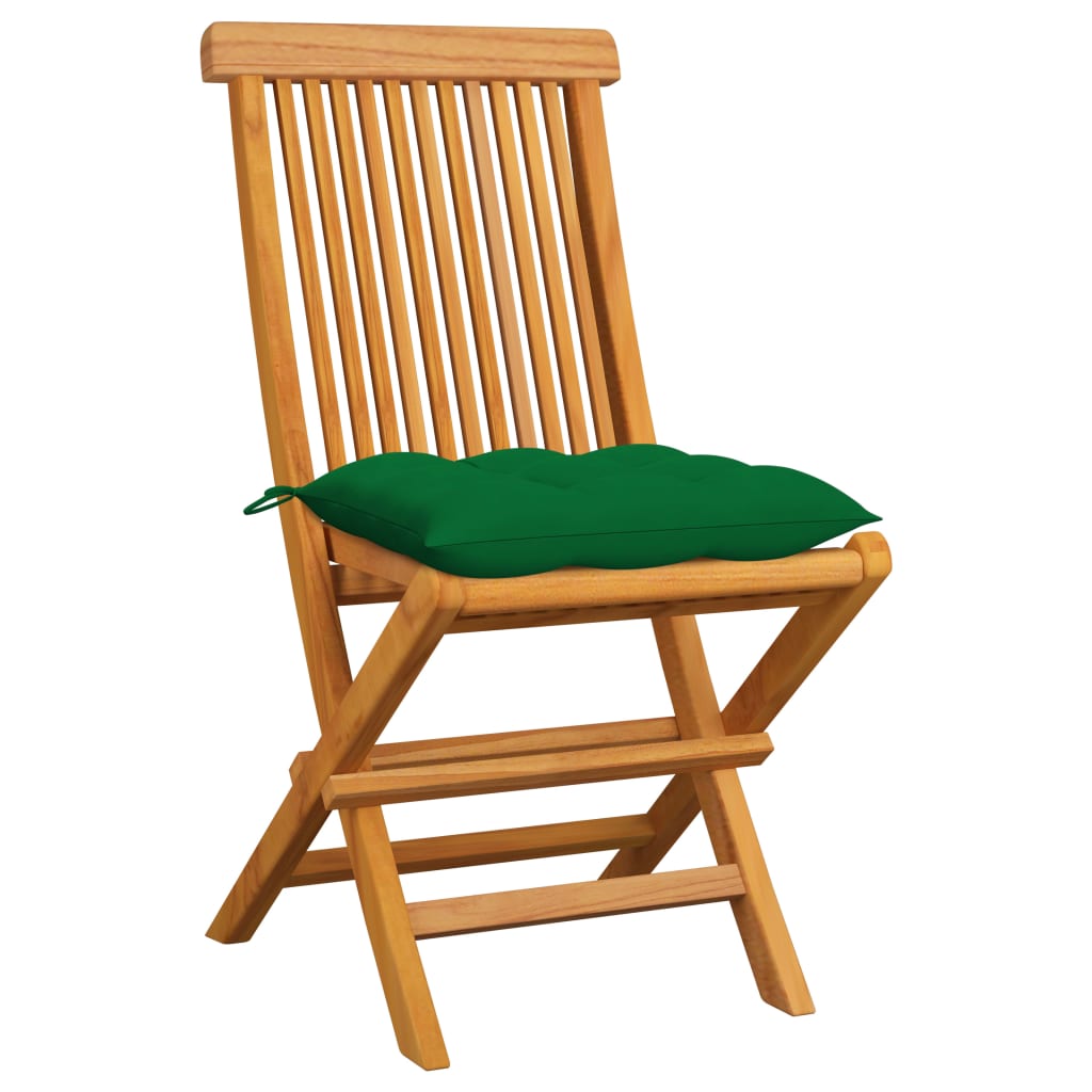 Tuinstoelen 6 st met groene kussens massief teakhout is nu te koop bij PeponiXL, paradijselijk wonen!