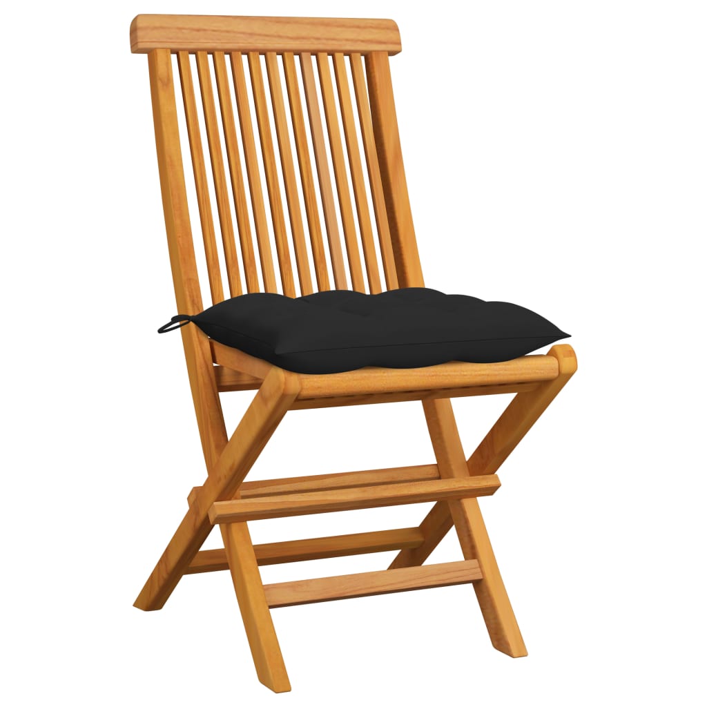Tuinstoelen 6 st met zwarte kussens massief teakhout is nu te koop bij PeponiXL, paradijselijk wonen!