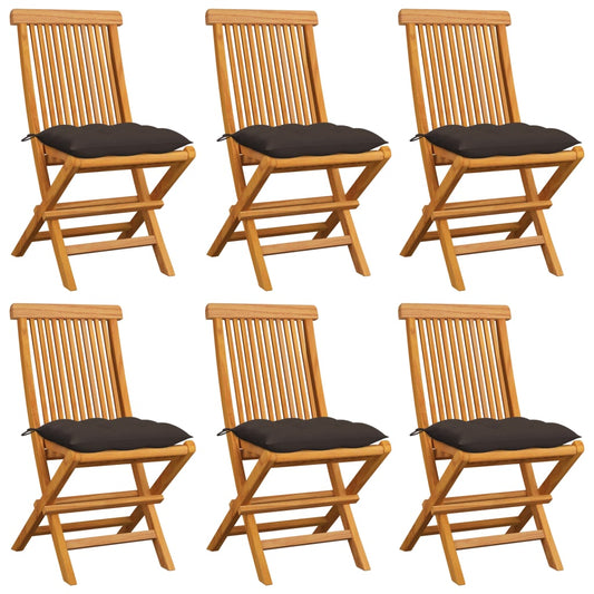 Tuinstoelen 6 st met taupe kussens massief teakhout is nu te koop bij PeponiXL, paradijselijk wonen!