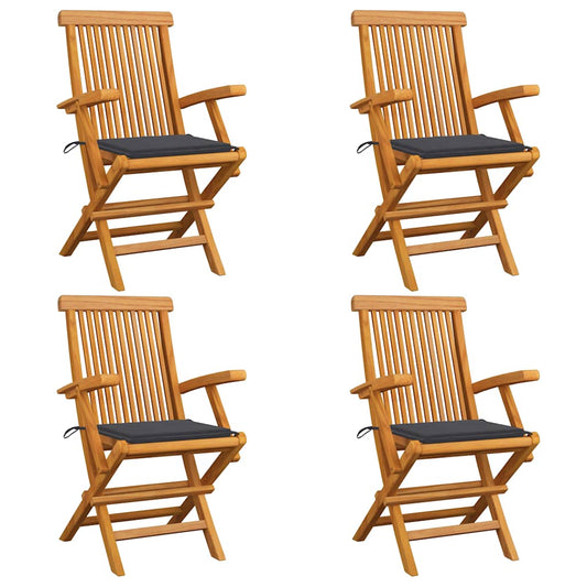 Tuinstoelen 4 st met antracietkleurige kussens massief teakhout is nu te koop bij PeponiXL, paradijselijk wonen!
