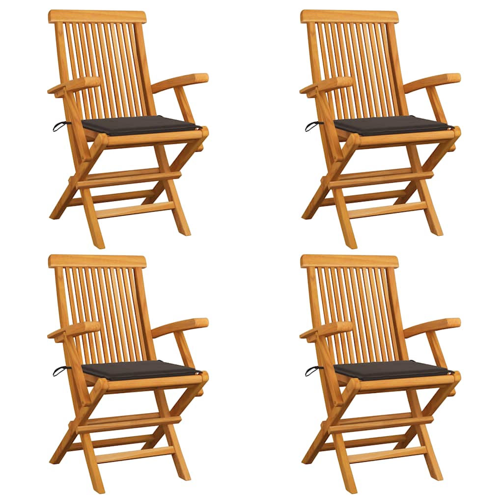 Tuinstoelen 4 st met taupe kussens massief teakhout is nu te koop bij PeponiXL, paradijselijk wonen!