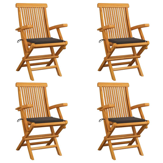 Tuinstoelen 4 st met taupe kussens massief teakhout is nu te koop bij PeponiXL, paradijselijk wonen!